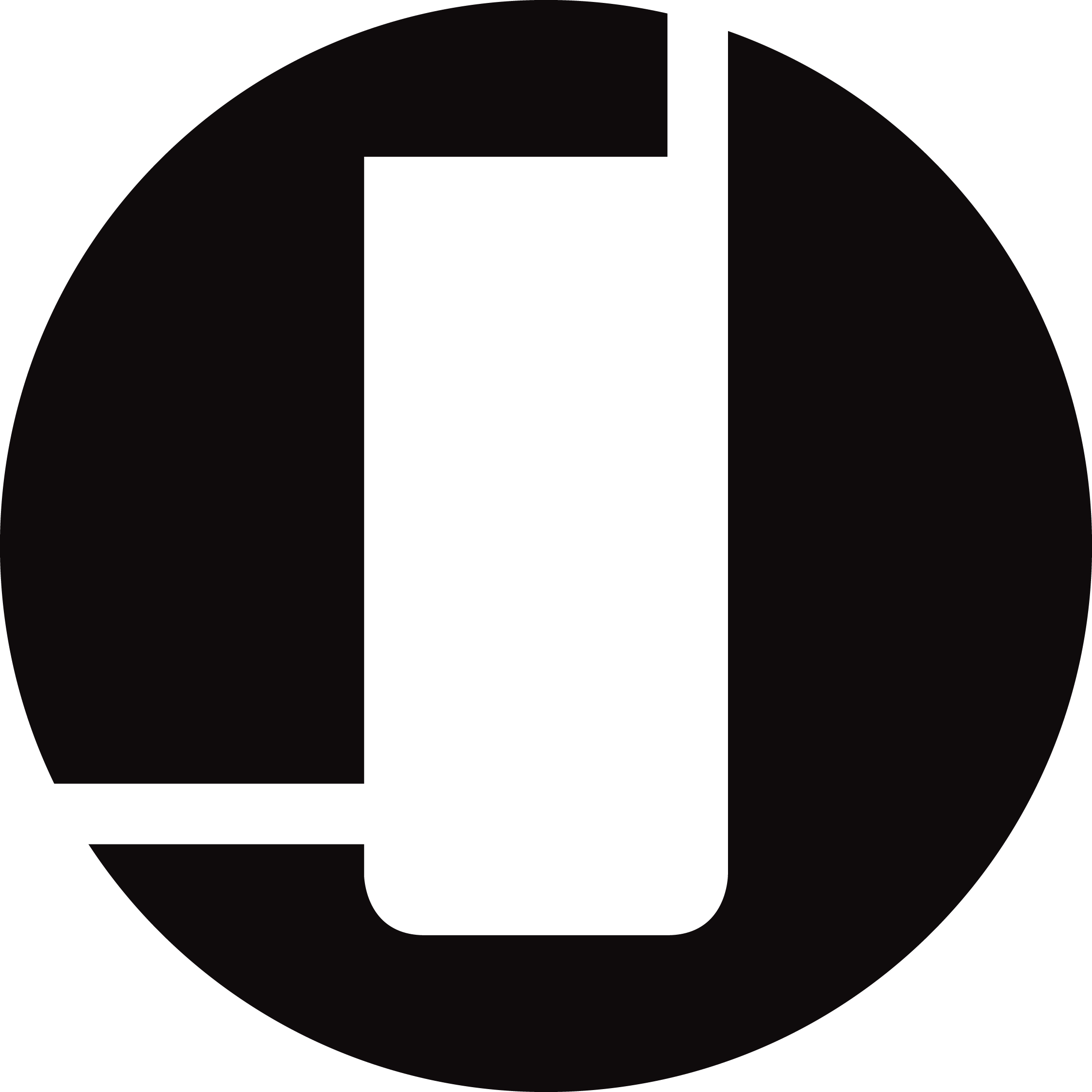 Logo TJ : monogramme circulaire noir avec découpe blanche.